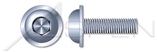 M6-1.0 X 8mm ISO 7380-2, Metric, Flanged Button Head Hex Socket Cap Screws, Class 10.9 Steel, Zinc Plated