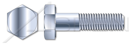 1"-8 X 1-1/2" Hex Head Cap Screws Bolts, Grade 2 Steel, Zinc