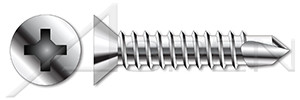 M3.5 X 13mm DIN 7504 Type O, Metric, Self-Drilling Screws, Flat Phillips Drive, A2 Stainless Steel