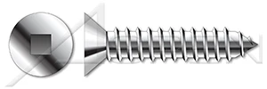 M4.2 X 19mm DIN 7982 / ISO 7050, Metric, Self-Tapping Sheet Metal Screws, Flat Head Square Drive, Full Thread, A2 Stainless Steel