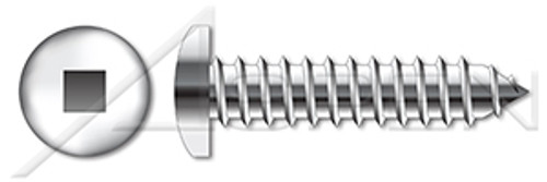 M3.5 X 25mm DIN 7981 / ISO 7049, Metric, Self-Tapping Sheet Metal Screws, Pan Square Drive, Full Thread, A2 Stainless Steel