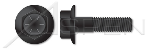 1/4"-20 X 1-1/4" Hex Head Frame Bolt, Hex Indented Flange Head, Grade 8 Steel, Black Phosphate and Oil