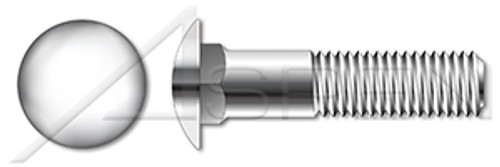 M10-1.5 X 35mm DIN 603 / ISO 8677, Metric, Carriage Bolts, Round Head, Square Neck, A4 Stainless Steel