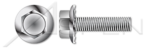 M5-0.8 X 8mm DIN 6921, Metric, Flange Screws, Hex Indented Head, Serrated, Full Thread, A2 Stainless Steel