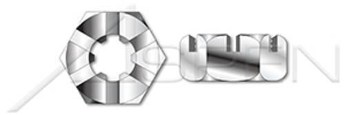 M8-1.25 DIN 979, Metric, Thin Slotted Castle Nuts, A2 Stainless Steel