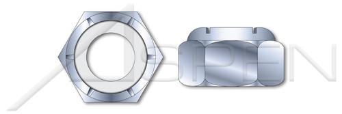 #10-32, THK=15/64", A/F=3/8" Hex Nylon Insert Stop Lock Nuts, NM and NE Series, Steel, Zinc Plated