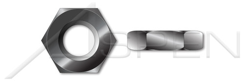 3/8"-16 Hex Jam Nuts, Thin Type, Black Zinc Plated Steel