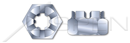 1/4"-28 Slotted Castle Nuts, Zinc Plated Steel