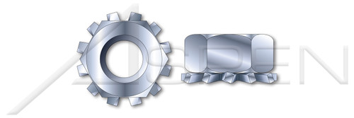 1/2"-13, THK=7/16", A/F=3/4" Hex K Lock Keps Nuts, Steel, Zinc Plated