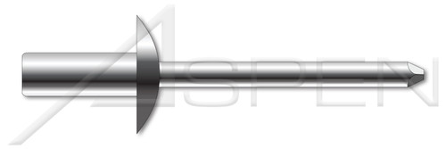 1/8", Grip=0.06"-0.12" Blind Rivets, Stainless Steel Body / Stainless Steel Pin, Closed End, Dome Head