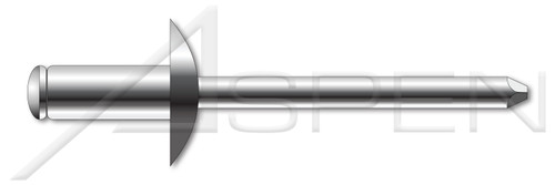 1/4", Grip=0.02"-0.12" Blind Rivets, Stainless Steel Body / Stainless Steel Pin, Dome Head