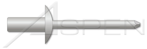 1/8", Grip=0.12"-0.18" Blind Rivets, Aluminum Body and Pin, Dome Head, Closed End