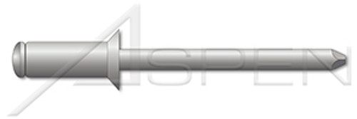 1/8", Grip=0.06"-0.12" Blind Rivets, Aluminum Body / Aluminum Pin, Countersunk External
