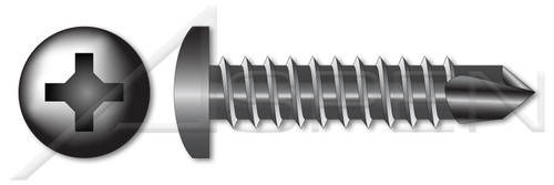 #8 X 5/8" Self-Drilling Screws, Pan Phillips Drive, Steel, Black Zinc and Baked
