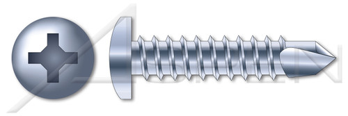 #10 X 1-1/2" Self-Drilling Screws, Pan Phillips Drive, Steel, Zinc Plated and Baked