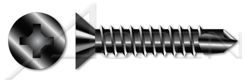 #10 X 3/4" Self-Drilling Screws, Flat Phillips Drive, Steel, Black Oxide and Oil