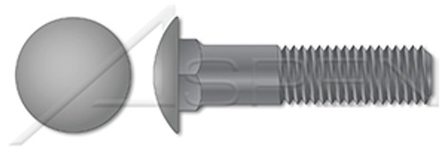 1/2"-13 X 15" Carriage Bolts, Round Head, Square Neck, Undersized Body, Part Thread, A307 Steel, Plain