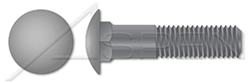 5/8"-11 X 9" Carriage Bolts, Round Head, Square Neck, Undersized Body, Part Thread, A307 Steel, Plain