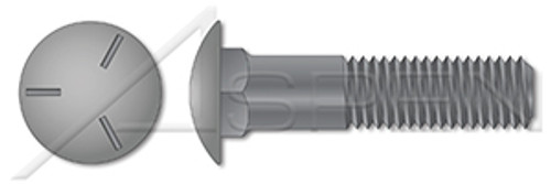 3/4"-10 X 7" Carriage Bolts, Round Head, Square Neck, Undersized Body, Part Thread, Grade 5 Steel, Plain