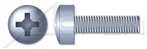 #10-32 X 1-1/4" Machine Screws, Fillister Phillips Drive, Full Thread, Steel, Zinc Plated