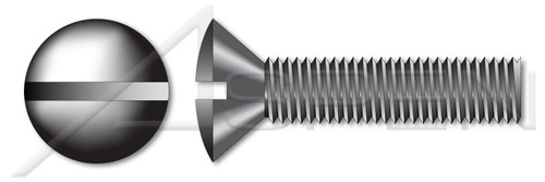 #6-32 X 1/2" Machine Screws, Oval Slot Drive, 82 Degree Countersink, Full Thread, Steel, Black Zinc
