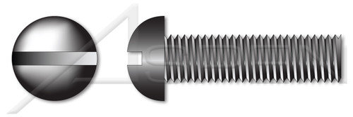 1/4"-20 X 1-1/2" Machine Screws, Round Slot Drive, Full Thread, Steel, Black Zinc