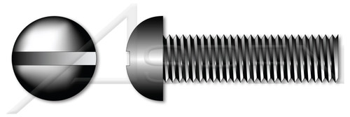 #10-24 X 1/2" Machine Screws, Round Slot Drive, Full Thread, Steel, Black Oxide