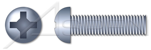 #8-32 X 4" Machine Screws, Round Phillips Drive, Full Thread, Steel, Zinc Plated