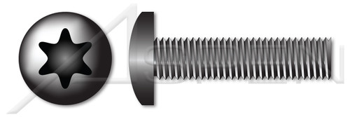 #10-24 X 1/2" Pan Head Machine Screws with 6Lobe Torx(r) Drive, Black Zinc Plated Steel