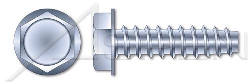 #10-14 X 5/8" Hex Indented Washer Head Trilobe 48-2 Thread Rolling Screws for Plastics, Steel, Zinc Plated and Waxed