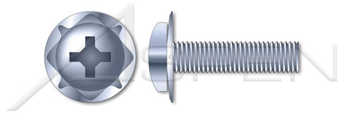#10-32 X 3/8" SEMS Machine Screws with Square Cone Washer, Pan Head with Phillips Drive, Steel, Zinc Plated and Baked