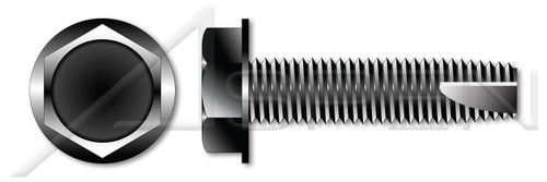 #8-32 X 1/2" Type 23 Thread Cutting Screws, Indented Hex Washer Head, Black Oxide Coated Steel