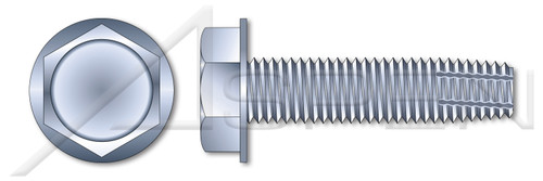 #10-24 X 1" Type F Thread Cutting Screws, Indented Hex Washer Head, Steel, Zinc Plated and Baked