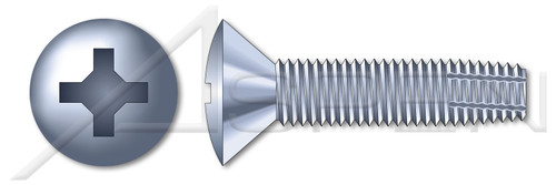 #8-32 X 3/8" Type F Thread Cutting Screws, Oval Countersunk Head with Phillips Drive, Zinc Plated Steel