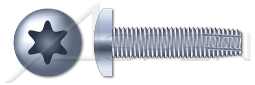 #10-24 X 1-1/4" Type F Thread Cutting Screws, Pan Head with 6Lobe Torx(r) Drive, Steel, Zinc Plated and Baked