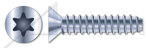 #6 X 1/2" Type B Self Tapping Sheet Metal Screws, Flat Head with 6Lobe Torx(r) Drive, Steel, Zinc Plated and Baked