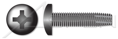 #4-40 X 3/8" Type F Thread Cutting Screws, Pan Head with Phillips Drive, Steel, Black Zinc and Baked