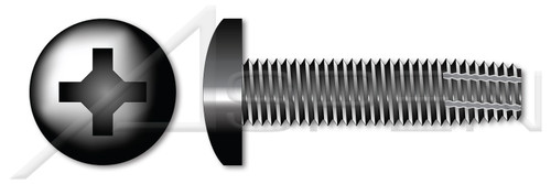 #4-40 X 5/8" Type F Thread Cutting Screws, Pan Head with Phillips Drive, Black Oxide Coated Steel