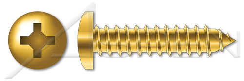 #6 X 1/2" Self-Tapping Sheet Metal Screws, Type "AB", Pan Phillips Drive, Steel, Yellow Zinc