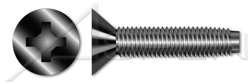 #4-40 X 3/8" Flat Head Trilobe Thread Rolling Screws for Metals with Phillips Drive, Steel, Black Oxide and Waxed