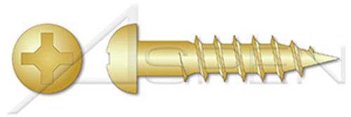 #6 X 1-1/4" Wood Screws, Round Phillips Drive, Brass