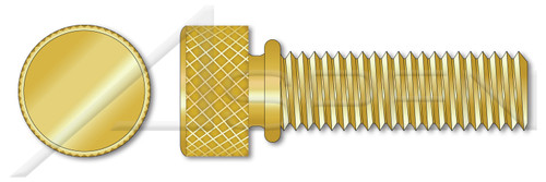 1/4"-20 X 1" Thumb Screws, Knurled Head with Shoulder, Brass