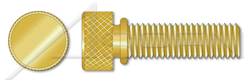 1/4"-20 X 1-1/4" Thumb Screws, Knurled Head with Shoulder, Brass