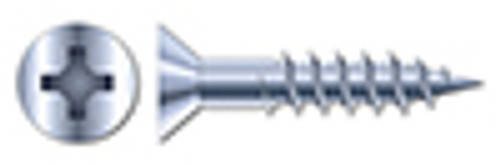#6 X 2" Wood Screws, Flat Phillips Drive, Undersized Body, Steel, Zinc Plated