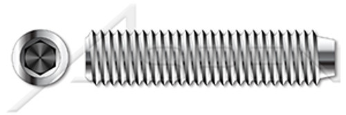 #4-40 X 1/16" Cup Point Socket Set Screws, Hex Drive, UNC Coarse Threading, 18-8 Stainless Steel