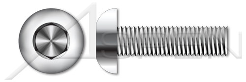 #10-24 X 3/4" Button Head Hex Socket Cap Screws, AISI 304 Stainless Steel (18-8)