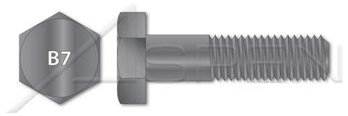 1-1/4"-7 X 3" Heavy Hex Bolts, Grade B7 Steel, Plain, ASTM A193