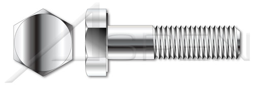 1"-8 X 2-3/4" Hex Head Cap Screws Bolts, AISI 304 Stainless Steel (18-8)