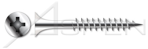 #7 X 1-1/4" Deck Screws, Bugle Phillips Drive, Coarse Thread, AISI 304 Stainless Steel (18-8)