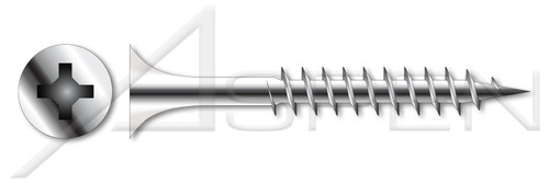 #8 X 1" Deck Screws, Bugle Phillips Drive, Coarse Thread, AISI 304 Stainless Steel (18-8)